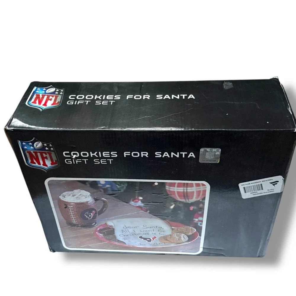 NFL Houston Texans Cookies for Santa gift‎ set mug plate with letter 2 Santa